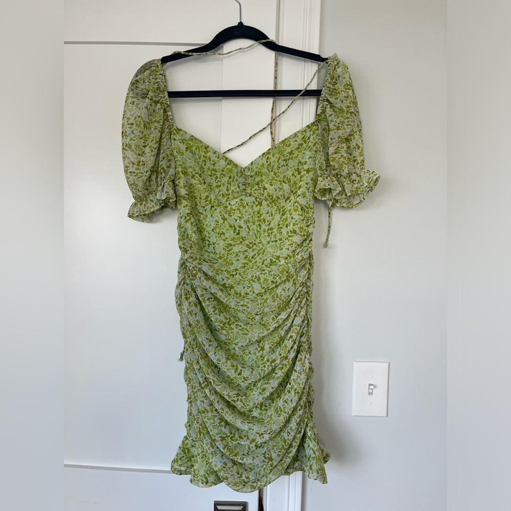 Isabelle’s cabinet green floral mini dress